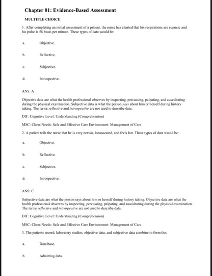 Test Bank Physical Examination and Health Assessment 8th Edition by Jarvis